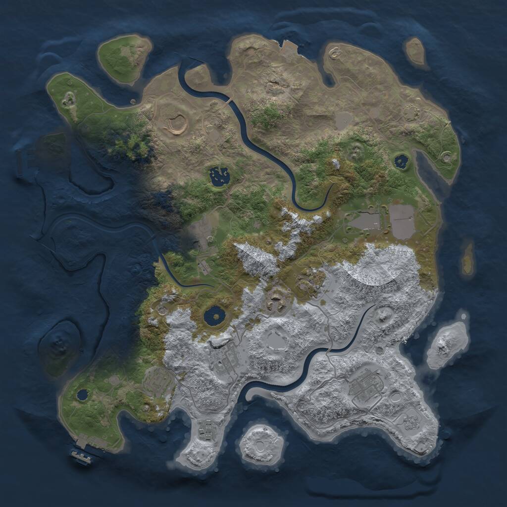 Rust Map: Procedural Map, Size: 3750, Seed: 3996359, 16 Monuments