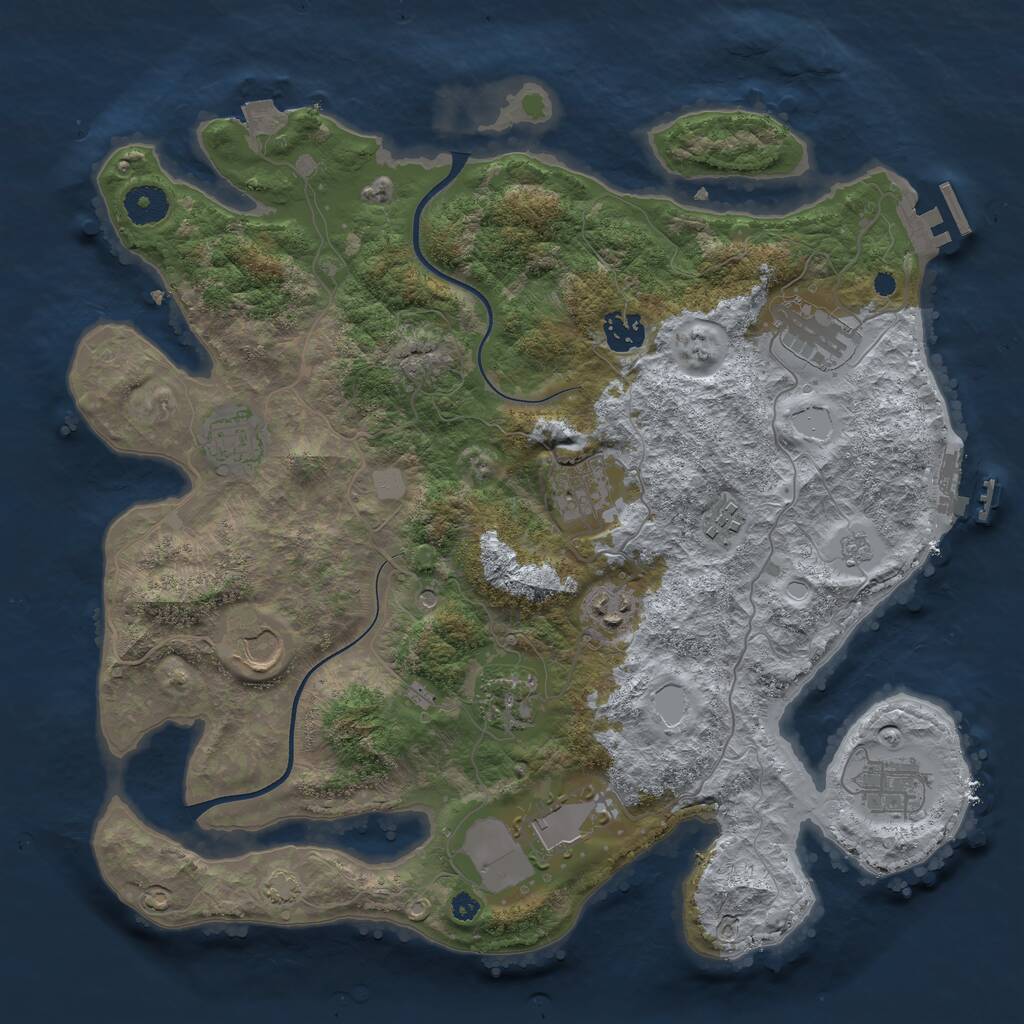 Rust Map: Procedural Map, Size: 3700, Seed: 320352505, 16 Monuments