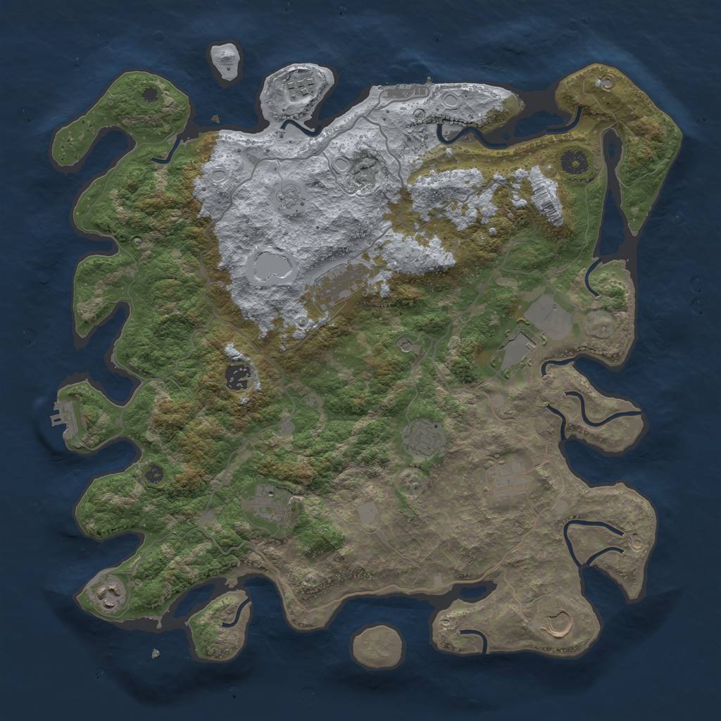 Rust Map: Procedural Map, Size: 4096, Seed: 1176352538, 18 Monuments
