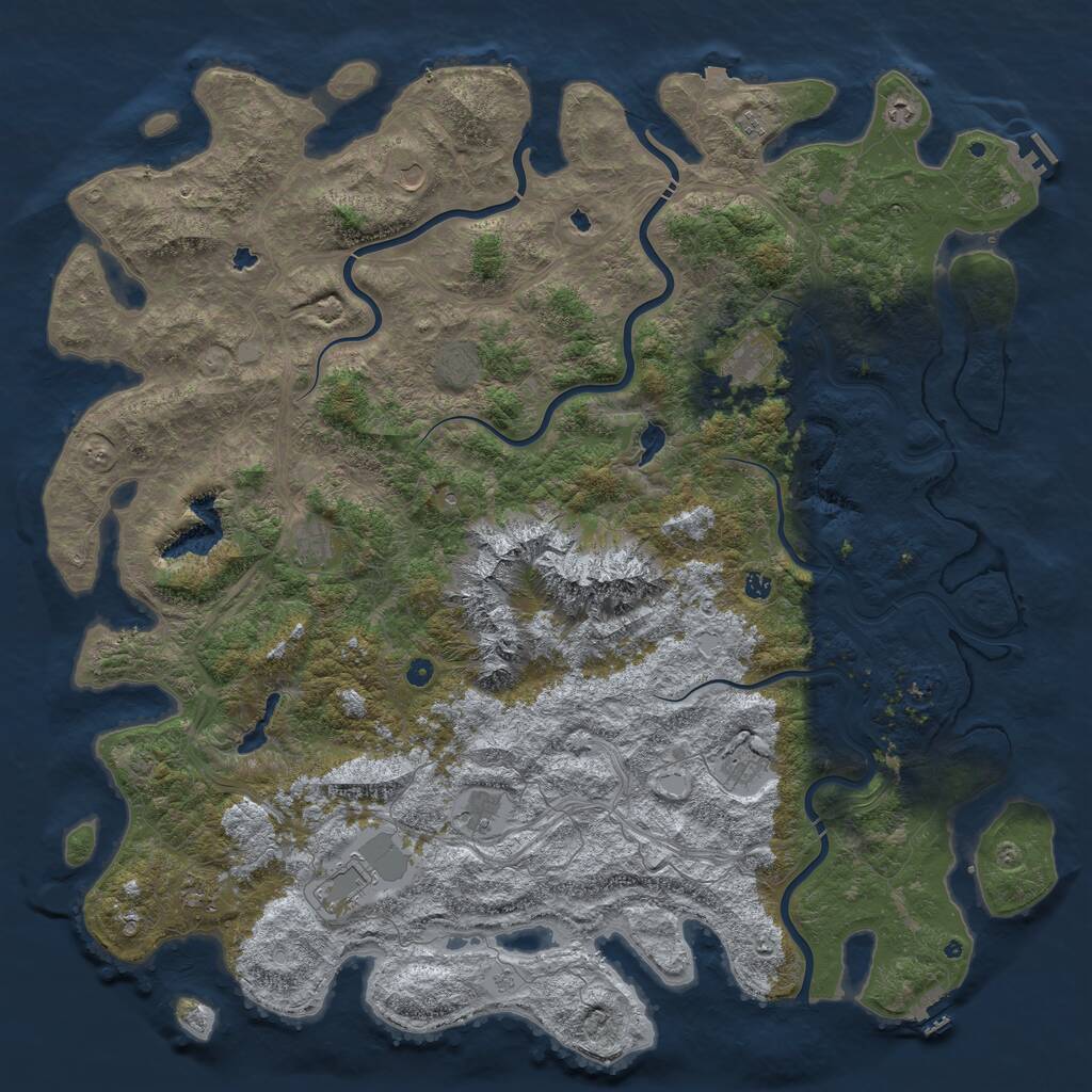 Rust Map: Procedural Map, Size: 6000, Seed: 112222456, 17 Monuments