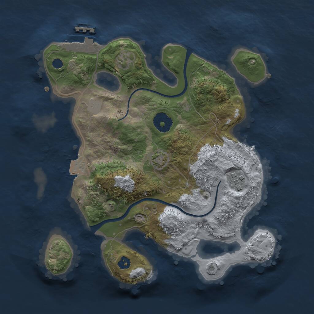 Rust Map: Procedural Map, Size: 2500, Seed: 4541, 4 Monuments