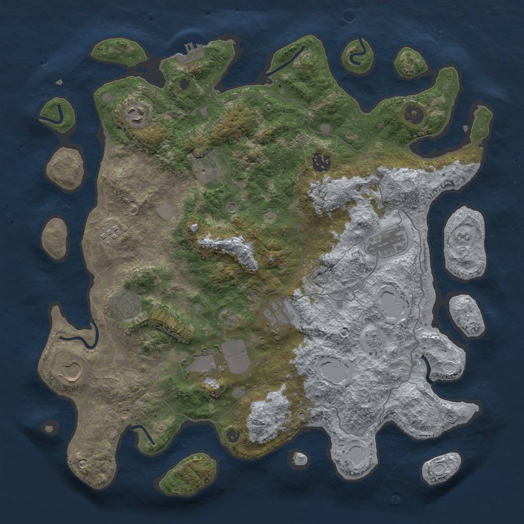 Rust Map: Procedural Map, Size: 4050, Seed: 1645035353, 17 Monuments