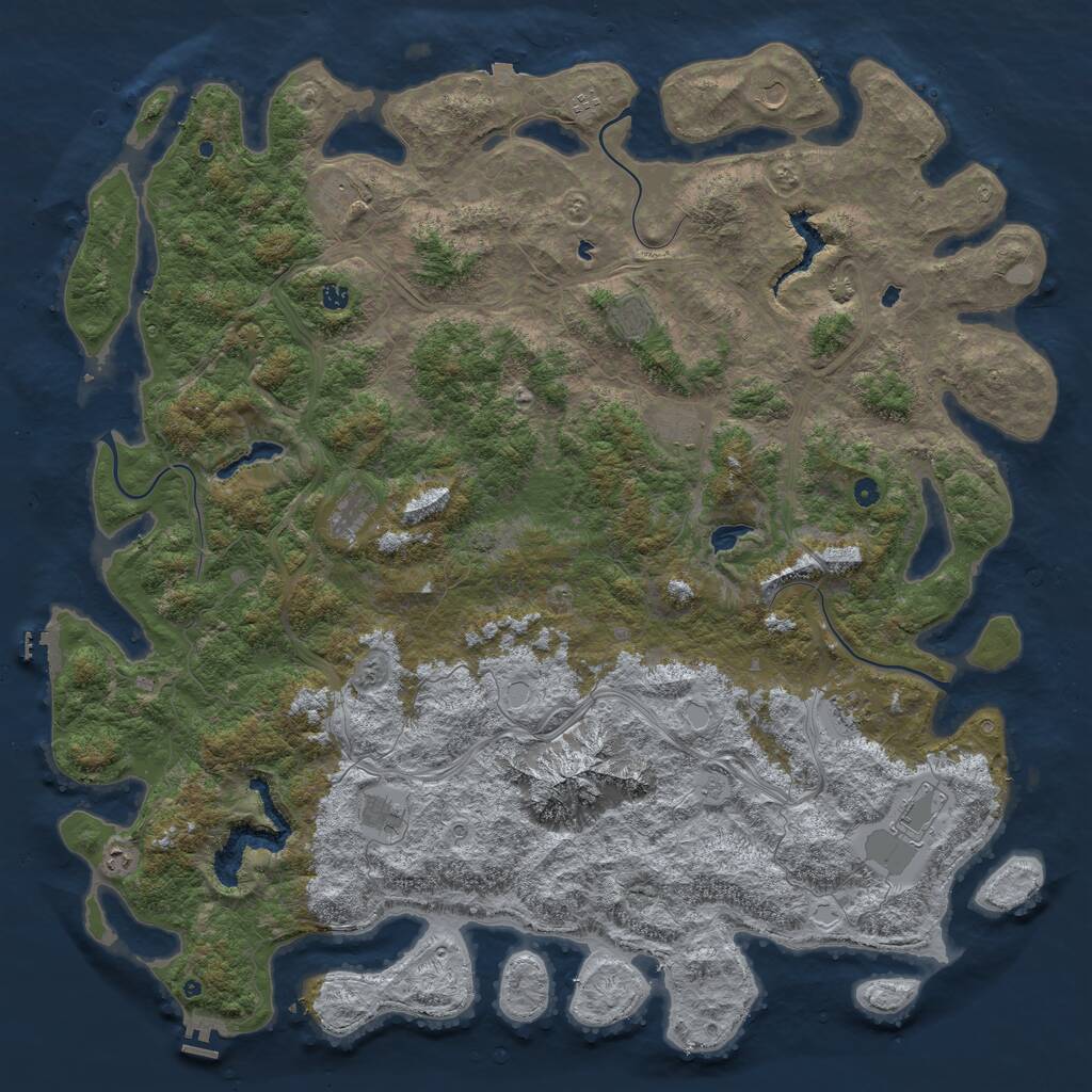 Rust Map: Procedural Map, Size: 6000, Seed: 65643, 17 Monuments