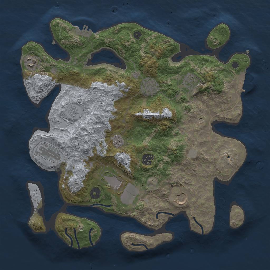 Rust Map: Procedural Map, Size: 3500, Seed: 364987, 17 Monuments