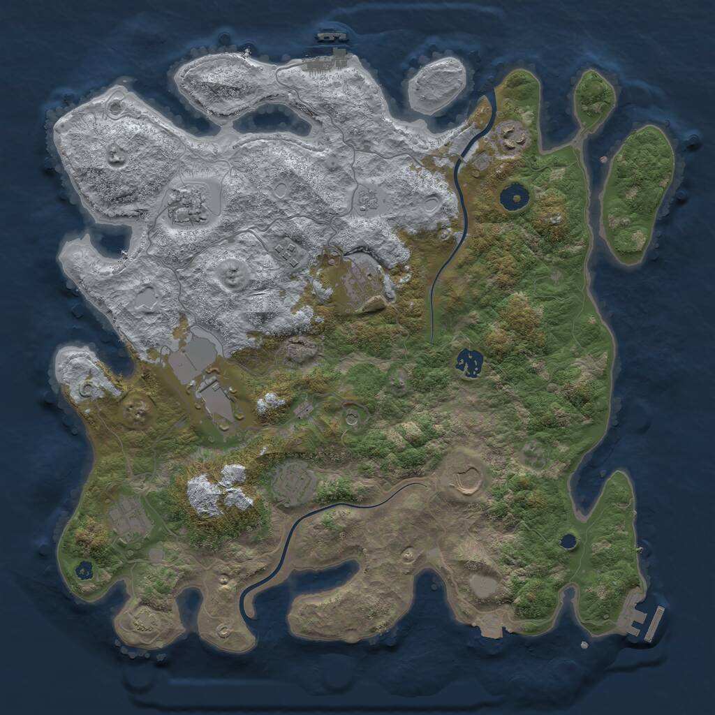 Rust Map: Procedural Map, Size: 3888, Seed: 2300000, 15 Monuments