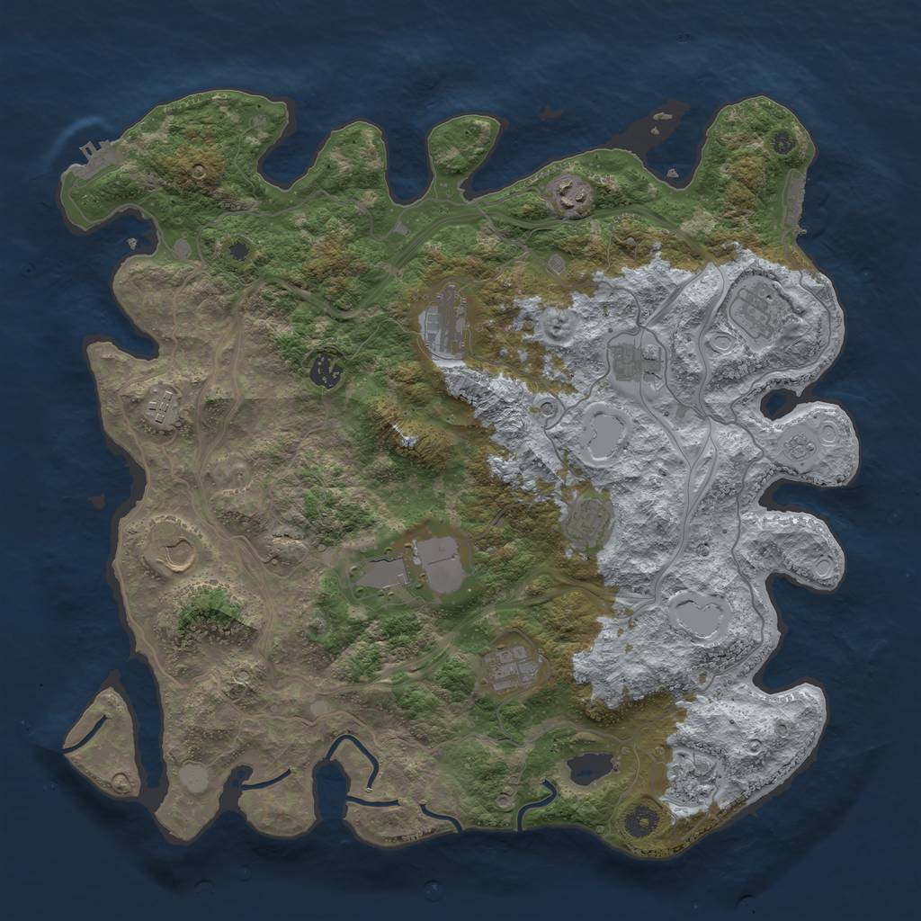 Rust Map: Procedural Map, Size: 4250, Seed: 33185332, 20 Monuments