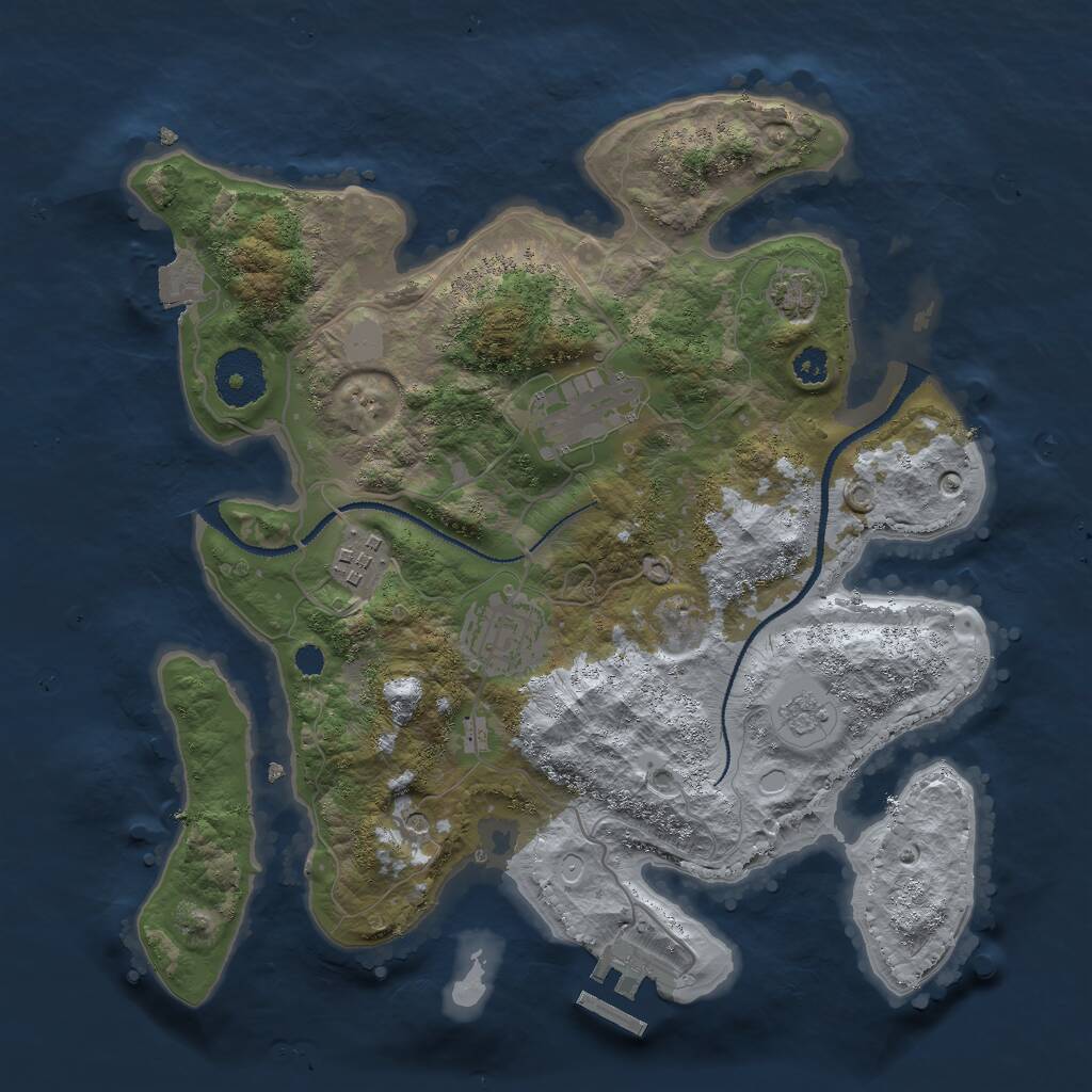 Rust Map: Procedural Map, Size: 3000, Seed: 612237885, 8 Monuments