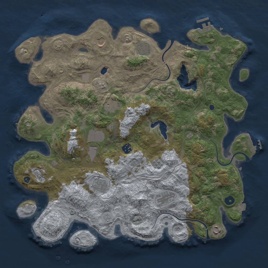 Rust Map: Procedural Map, Size: 4250, Seed: 1918836441, 16 Monuments