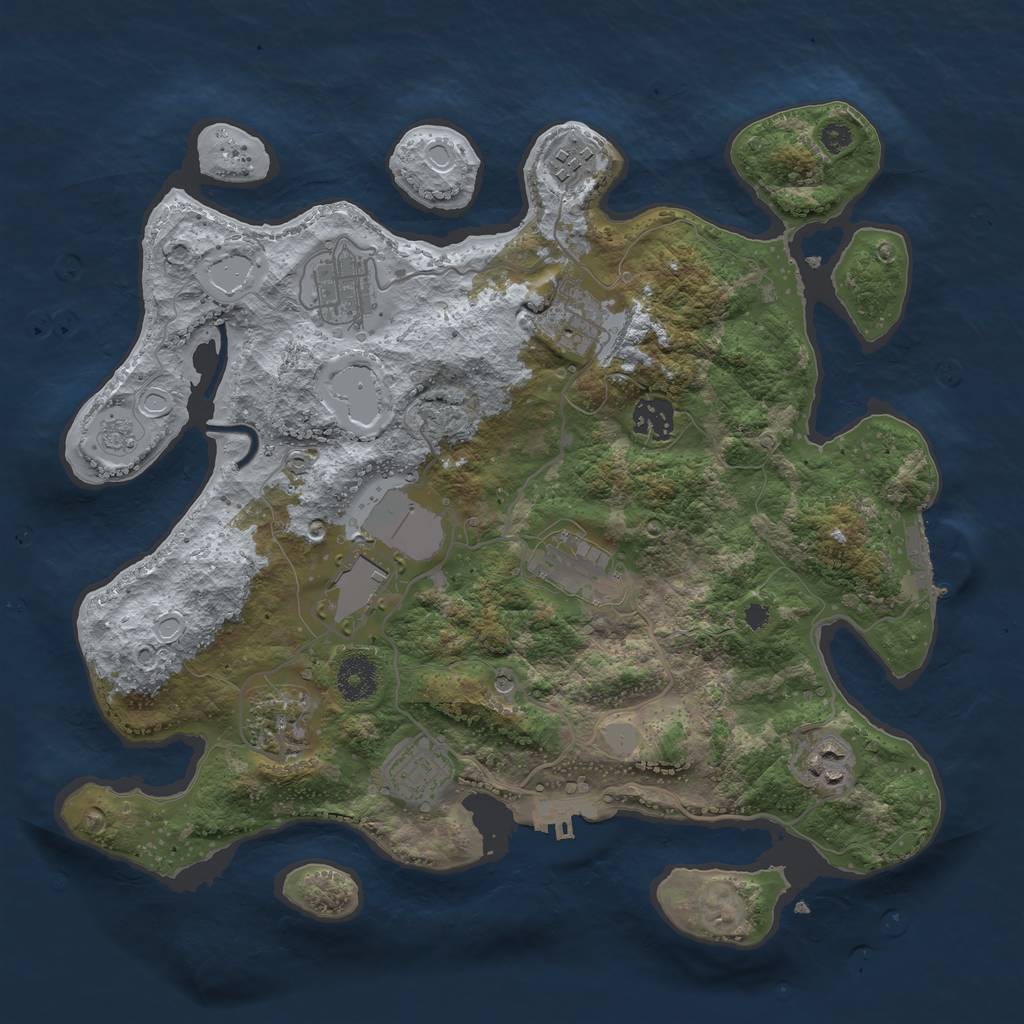 Rust Map: Procedural Map, Size: 3500, Seed: 1021021, 16 Monuments