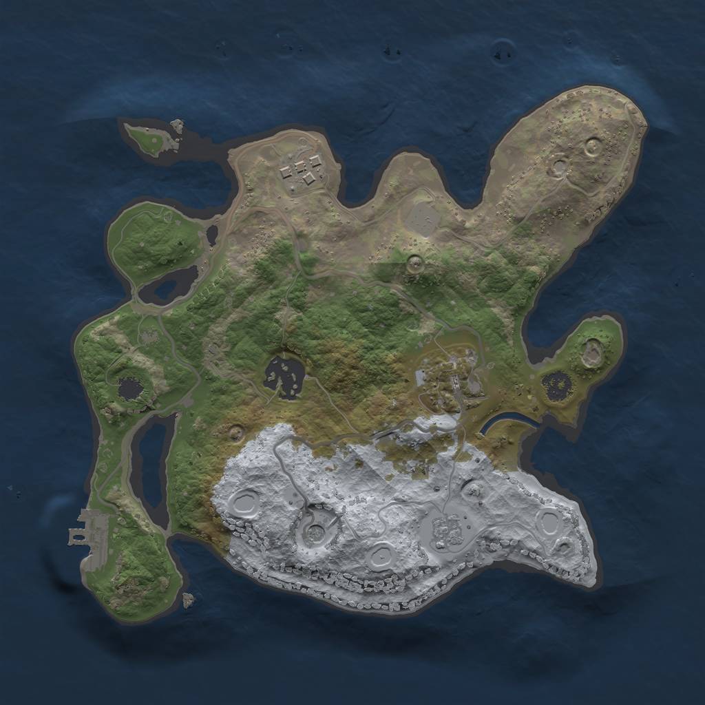 Rust Map: Procedural Map, Size: 2500, Seed: 1195862466, 11 Monuments