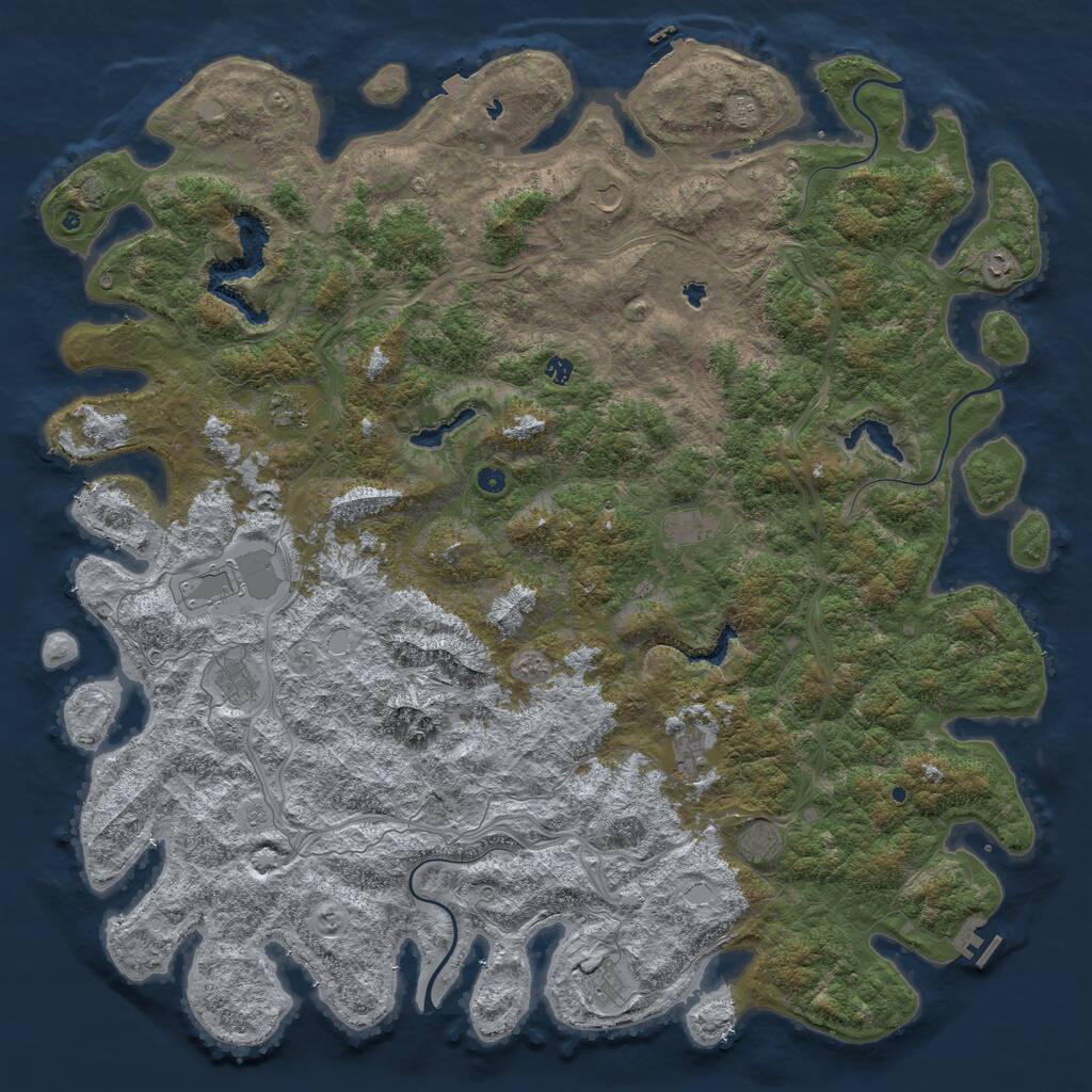 Rust Map: Procedural Map, Size: 6000, Seed: 136754171, 17 Monuments