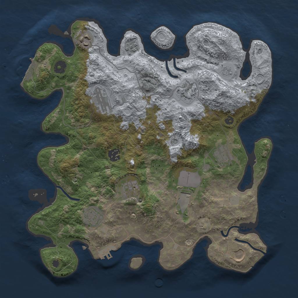 Rust Map: Procedural Map, Size: 3500, Seed: 1209158097, 19 Monuments