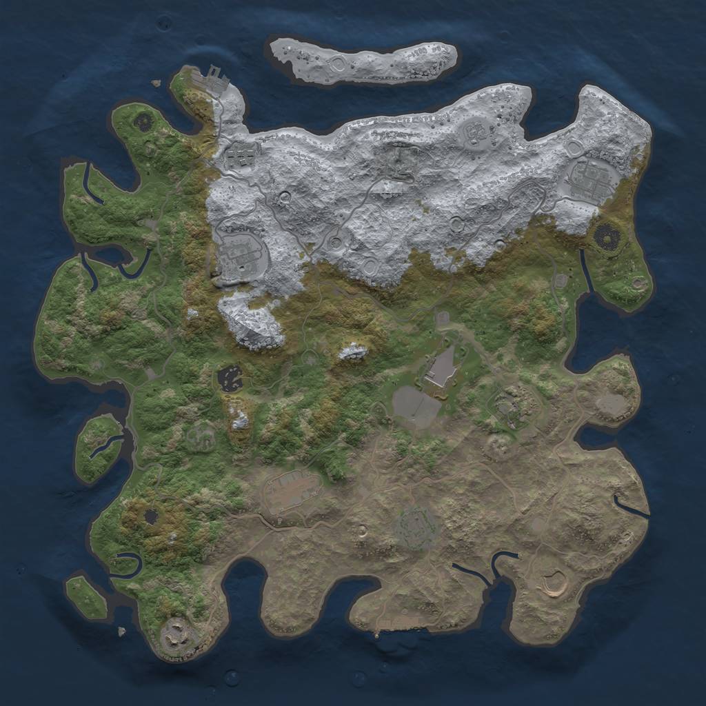 Rust Map: Procedural Map, Size: 4003, Seed: 1, 17 Monuments