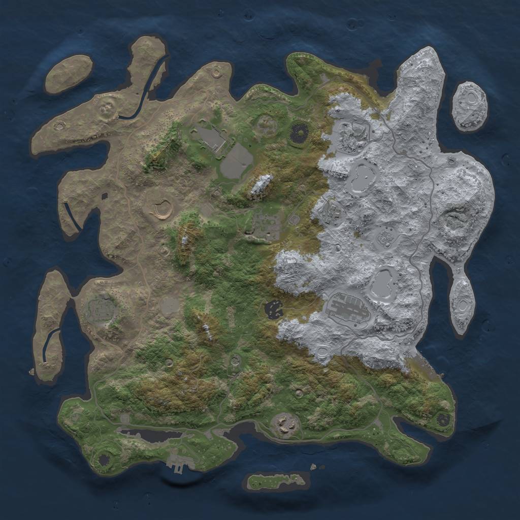 Rust Map: Procedural Map, Size: 4000, Seed: 14592, 18 Monuments