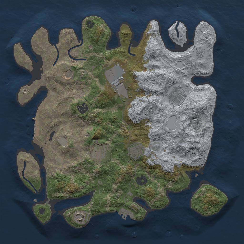 Rust Map: Procedural Map, Size: 3500, Seed: 1250, 17 Monuments