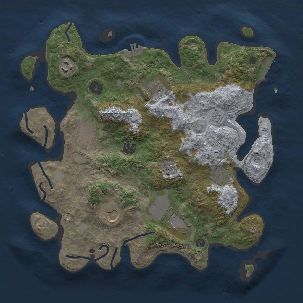 Rust Map: Procedural Map, Size: 3500, Seed: 1234789, 15 Monuments