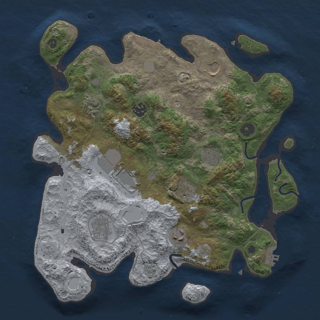 Rust Map: Procedural Map, Size: 3500, Seed: 575413069, 18 Monuments