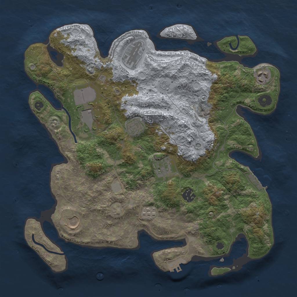 Rust Map: Procedural Map, Size: 3500, Seed: 1400, 17 Monuments
