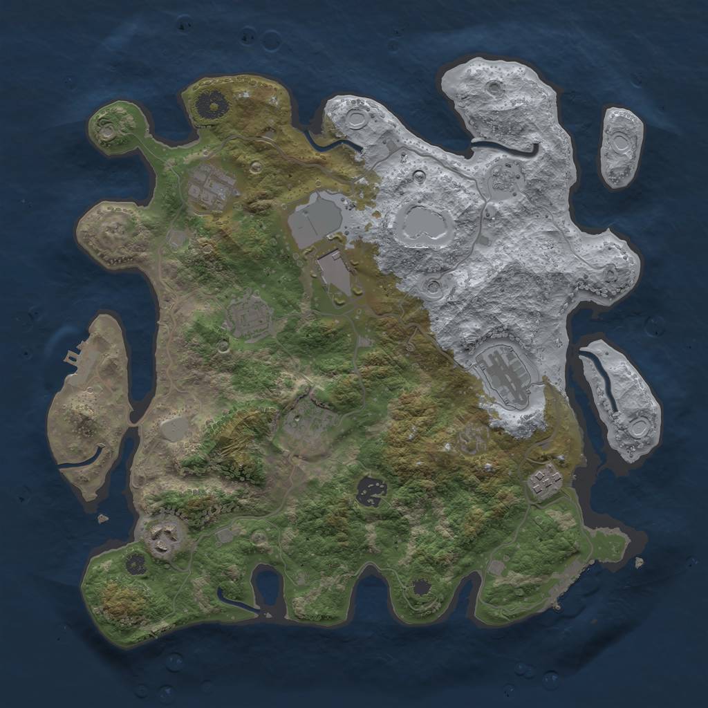 Rust Map: Procedural Map, Size: 3500, Seed: 1625496788, 15 Monuments