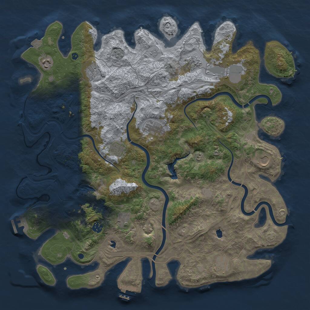 Rust Map: Procedural Map, Size: 4500, Seed: 889351470, 17 Monuments