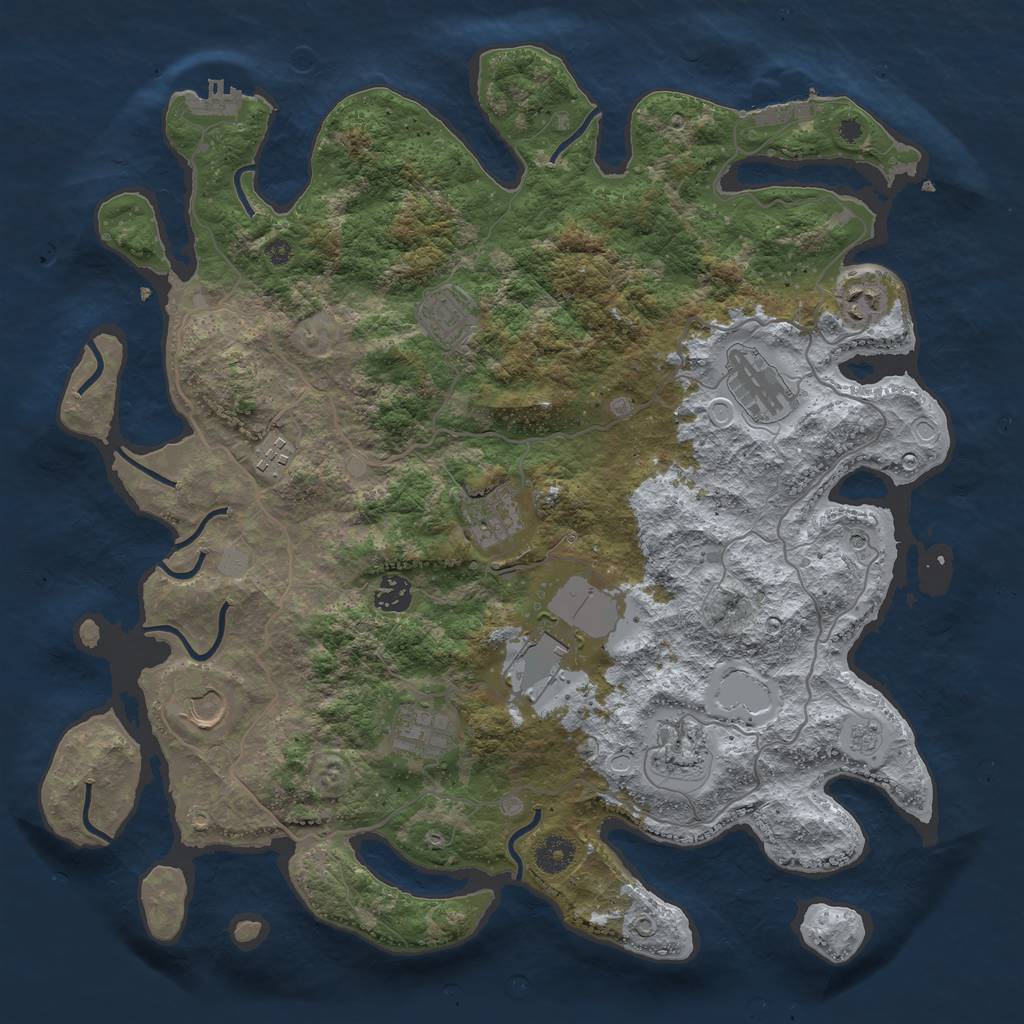 Rust Map: Procedural Map, Size: 4000, Seed: 1688974256, 19 Monuments
