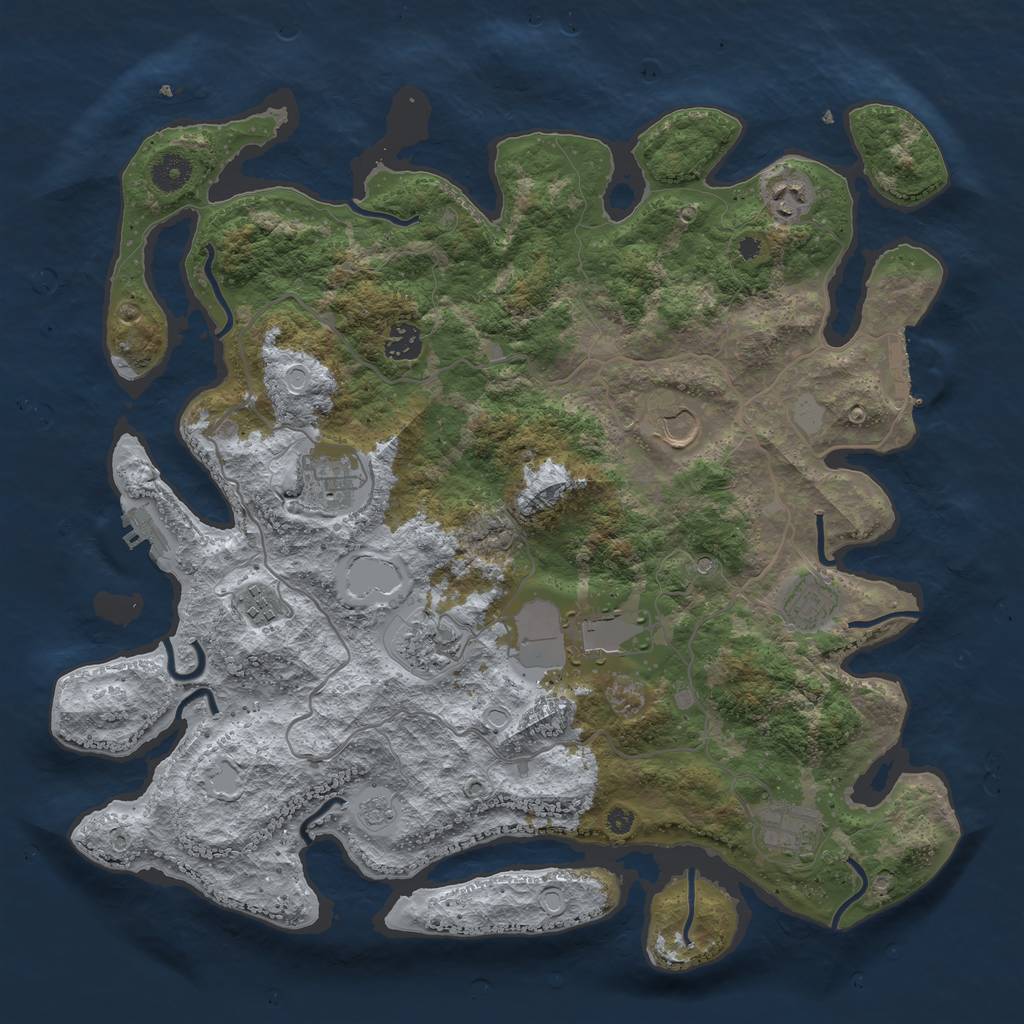Rust Map: Procedural Map, Size: 4000, Seed: 456040559, 18 Monuments
