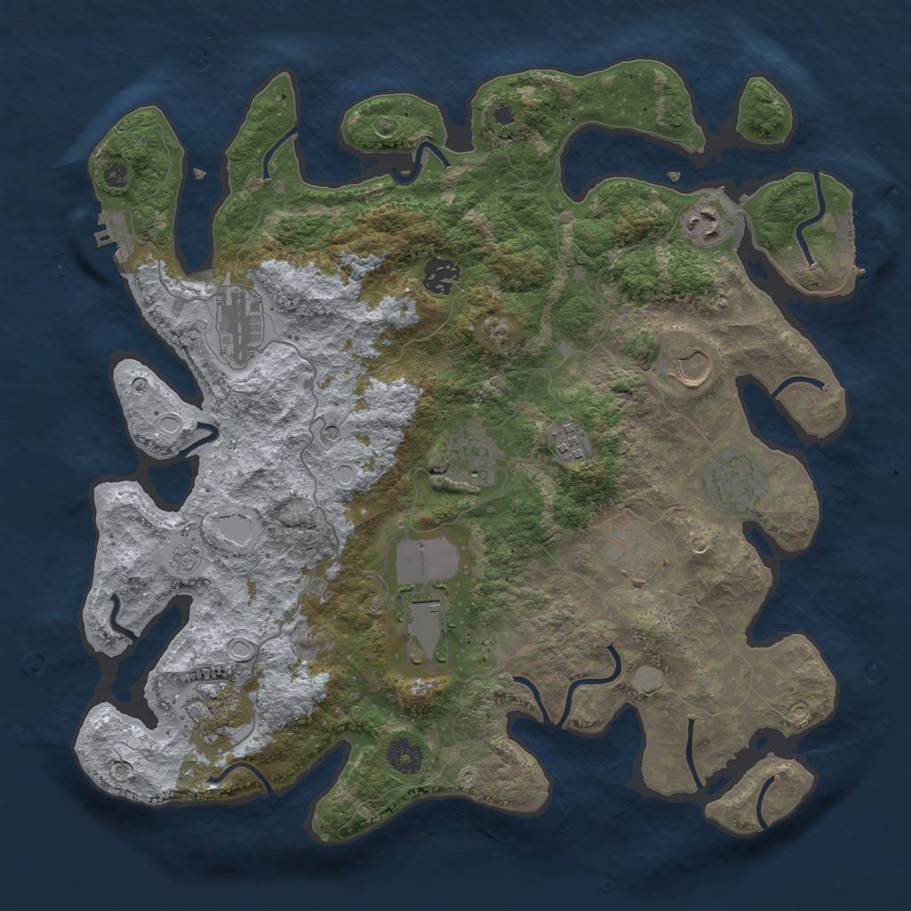 Rust Map: Procedural Map, Size: 3750, Seed: 72104704, 19 Monuments