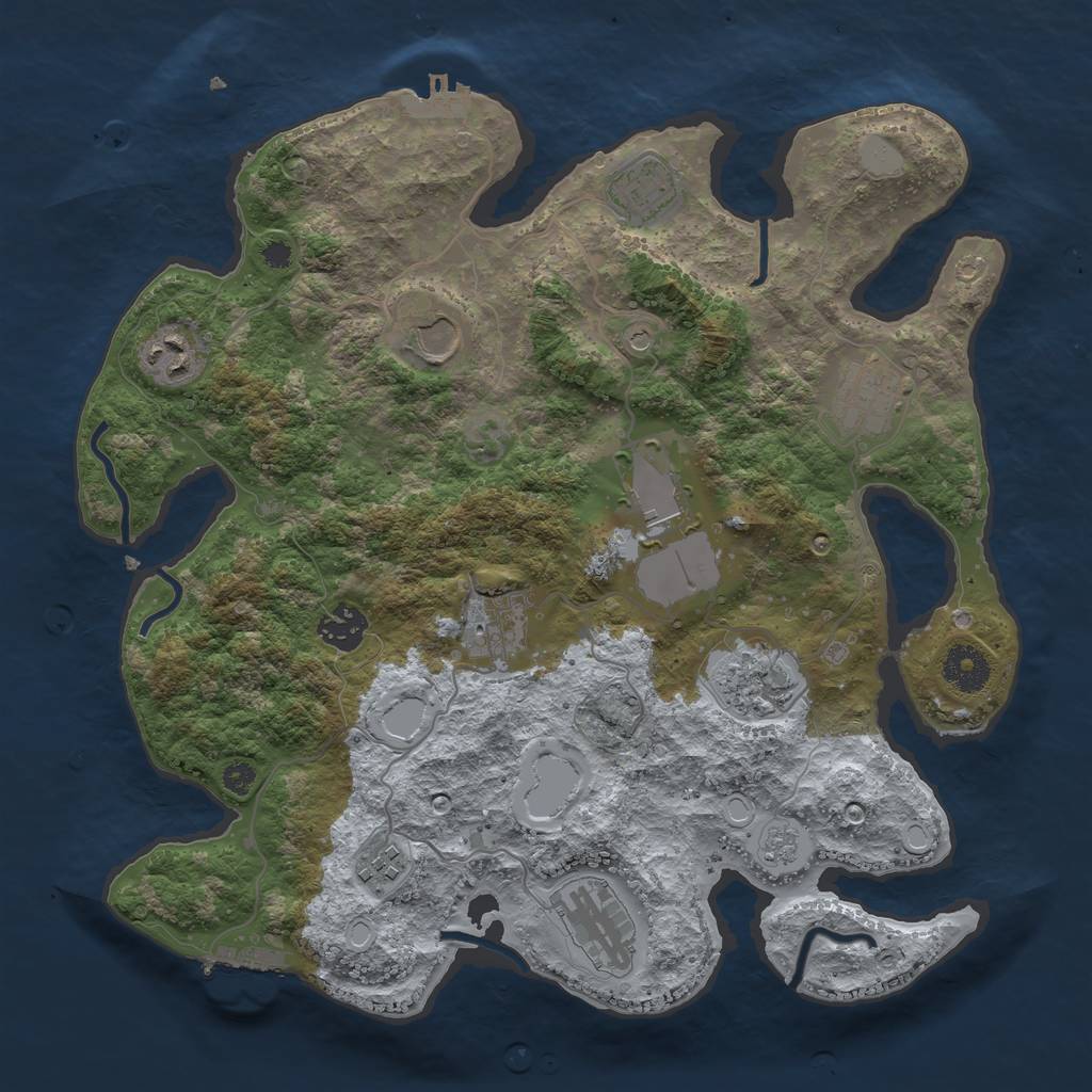 Rust Map: Procedural Map, Size: 3500, Seed: 1145481845, 19 Monuments