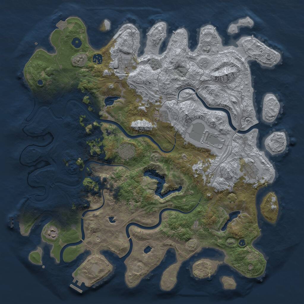 Rust Map: Procedural Map, Size: 4500, Seed: 5001, 14 Monuments