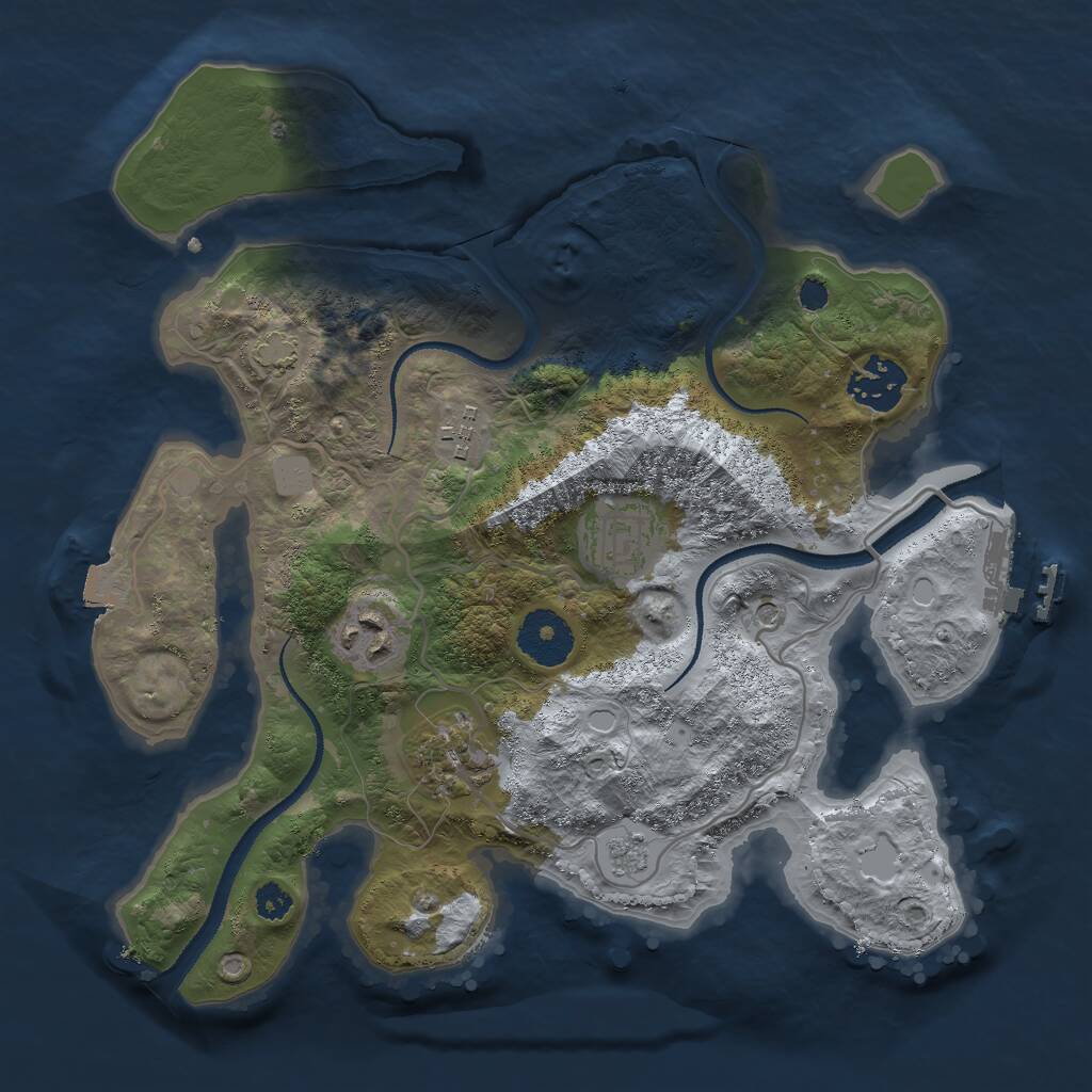 Rust Map: Procedural Map, Size: 3000, Seed: 1598680996, 10 Monuments