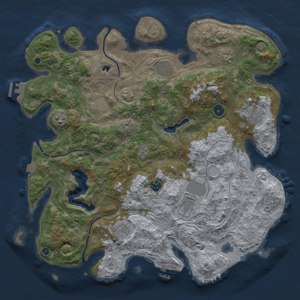 Rust Map: Procedural Map, Size: 4250, Seed: 1143684885, 15 Monuments