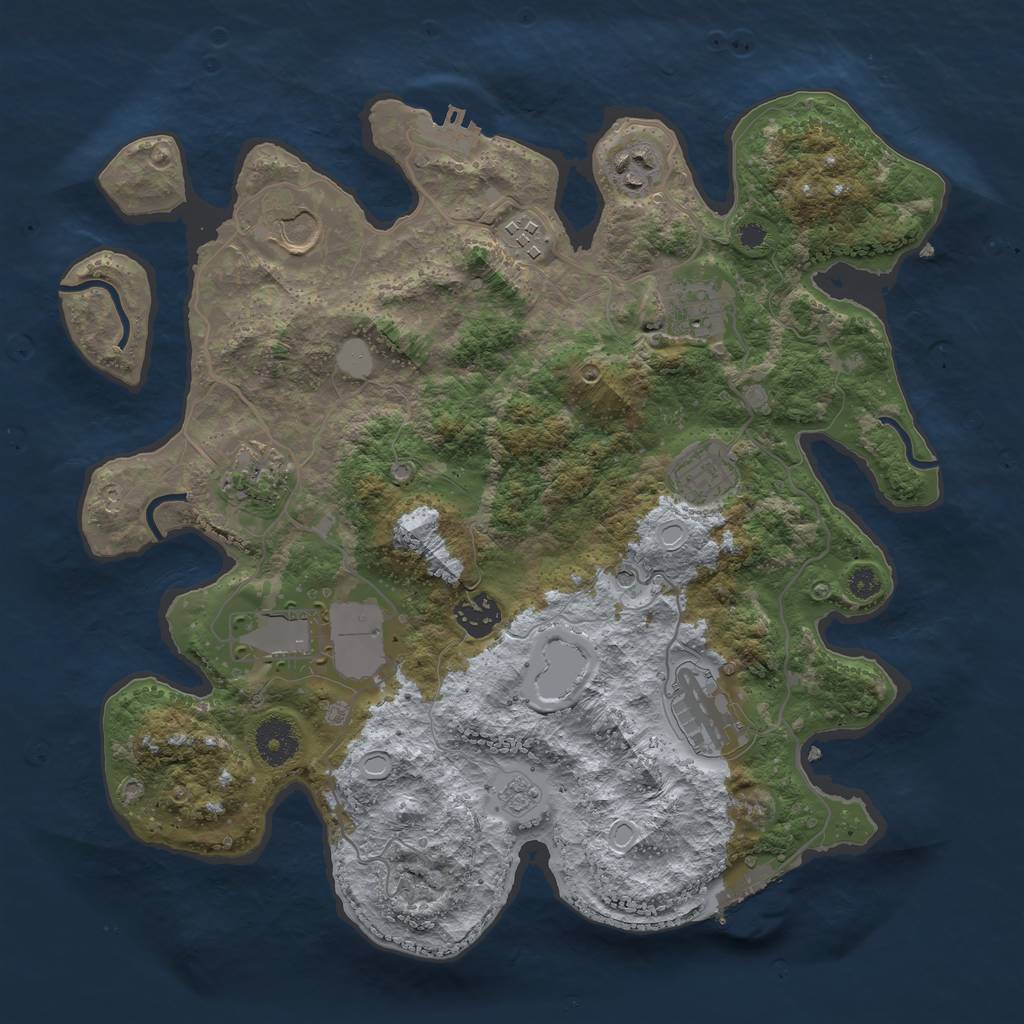 Rust Map: Procedural Map, Size: 3500, Seed: 80900328, 16 Monuments