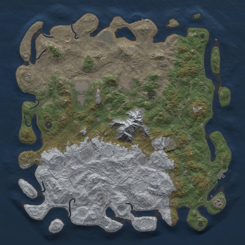 Rust Map: Procedural Map, Size: 5000, Seed: 777777777, 20 Monuments