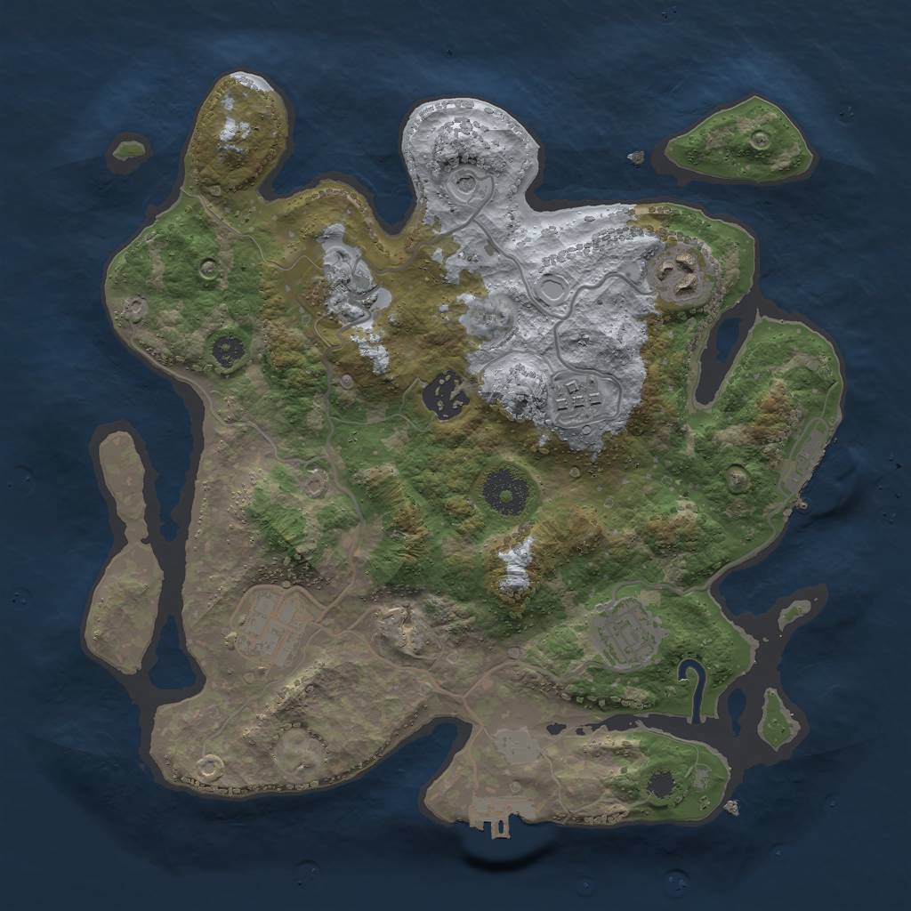 Rust Map: Procedural Map, Size: 3000, Seed: 1367491837, 14 Monuments