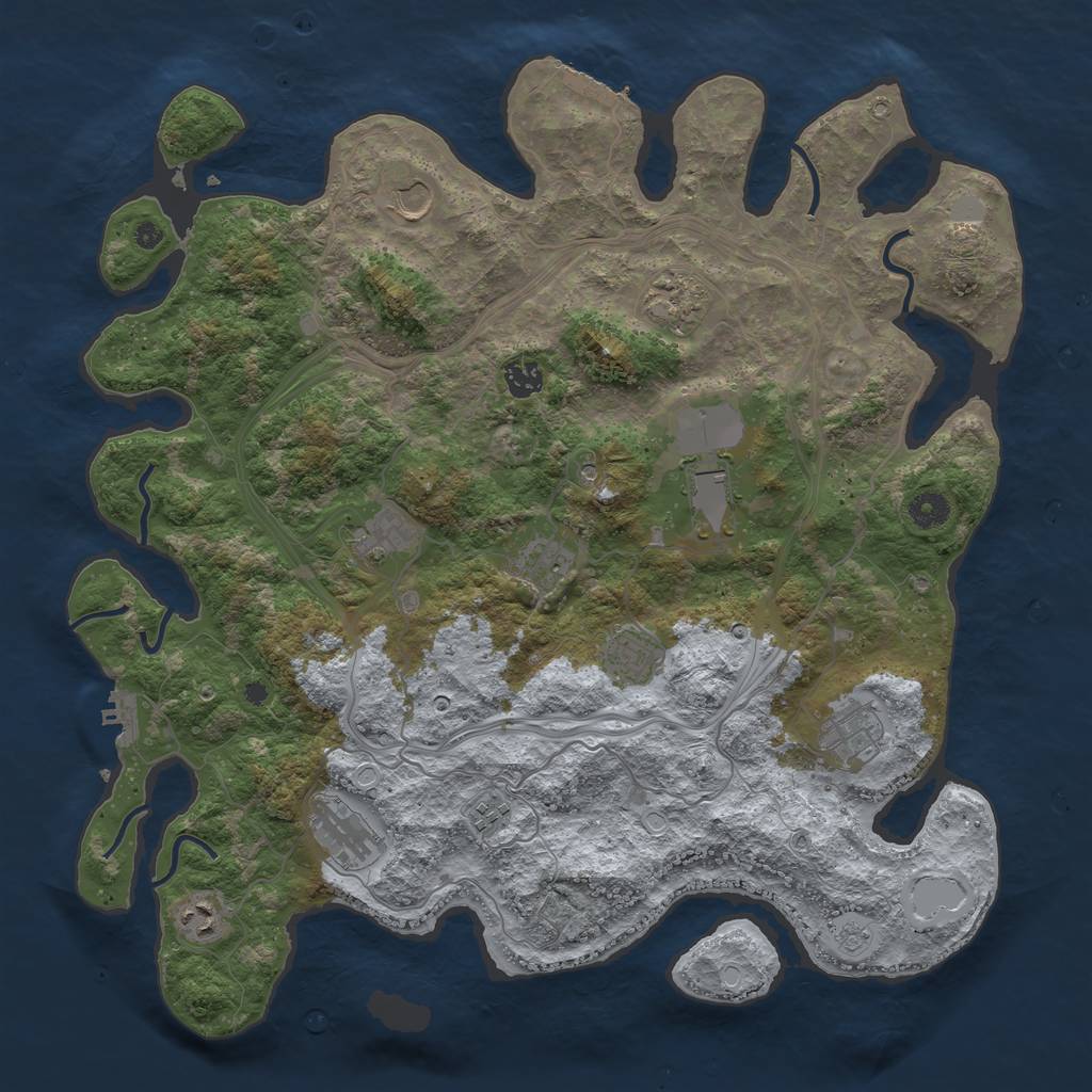 Rust Map: Procedural Map, Size: 4250, Seed: 568847537, 20 Monuments