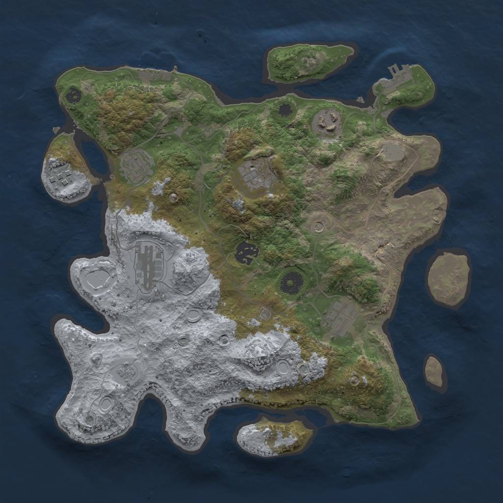 Rust Map: Procedural Map, Size: 3341, Seed: 13826, 16 Monuments