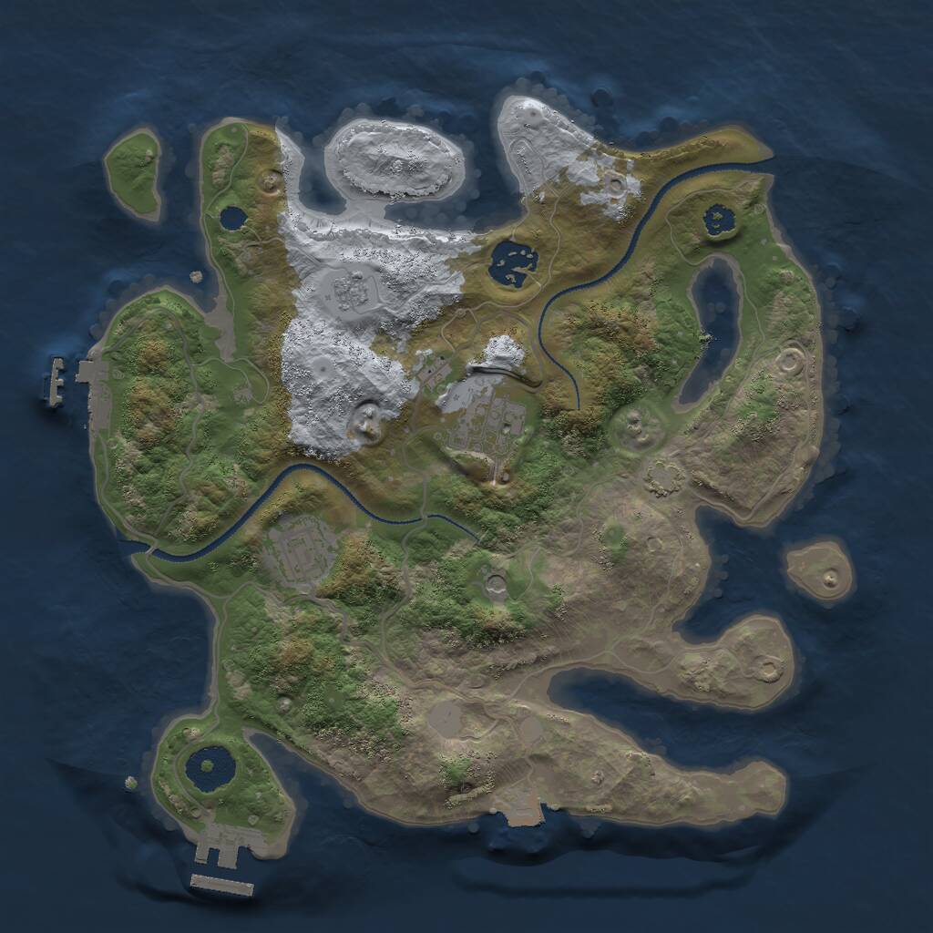 Rust Map: Procedural Map, Size: 3000, Seed: 517237071, 9 Monuments
