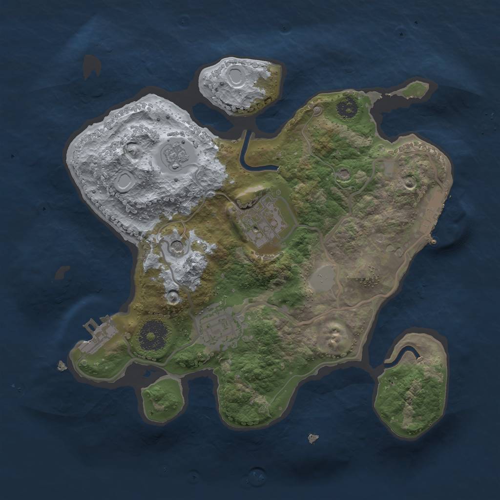 Rust Map: Procedural Map, Size: 2500, Seed: 5777544, 11 Monuments