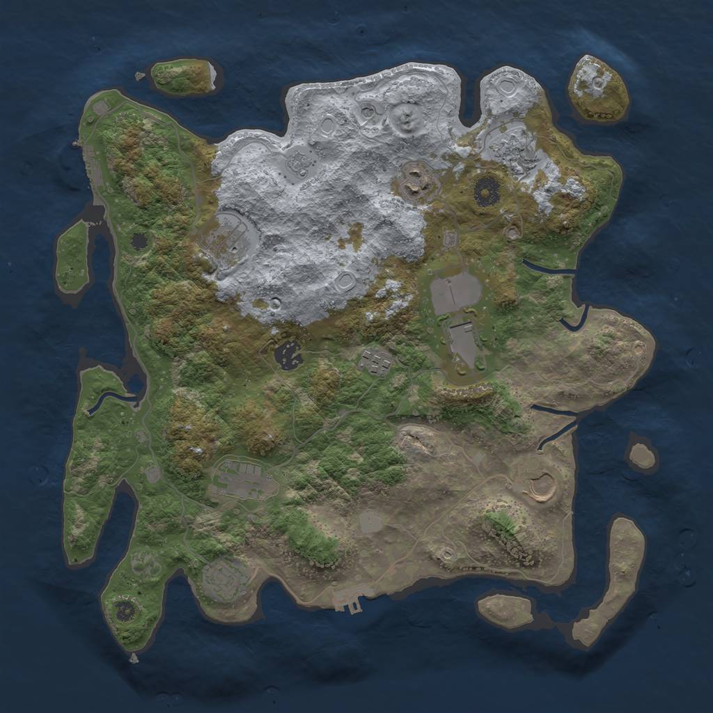 Rust Map: Procedural Map, Size: 3700, Seed: 645, 18 Monuments
