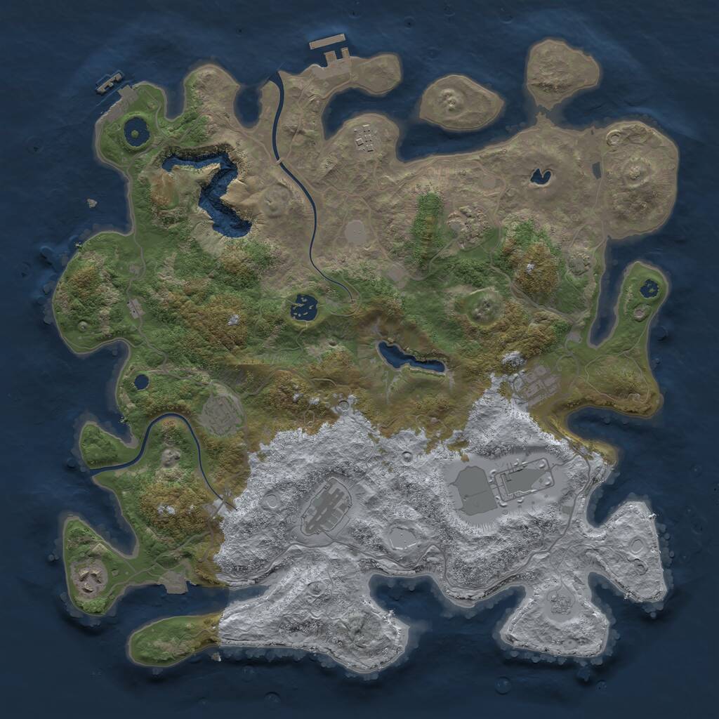 Rust Map: Procedural Map, Size: 4000, Seed: 206935962, 14 Monuments
