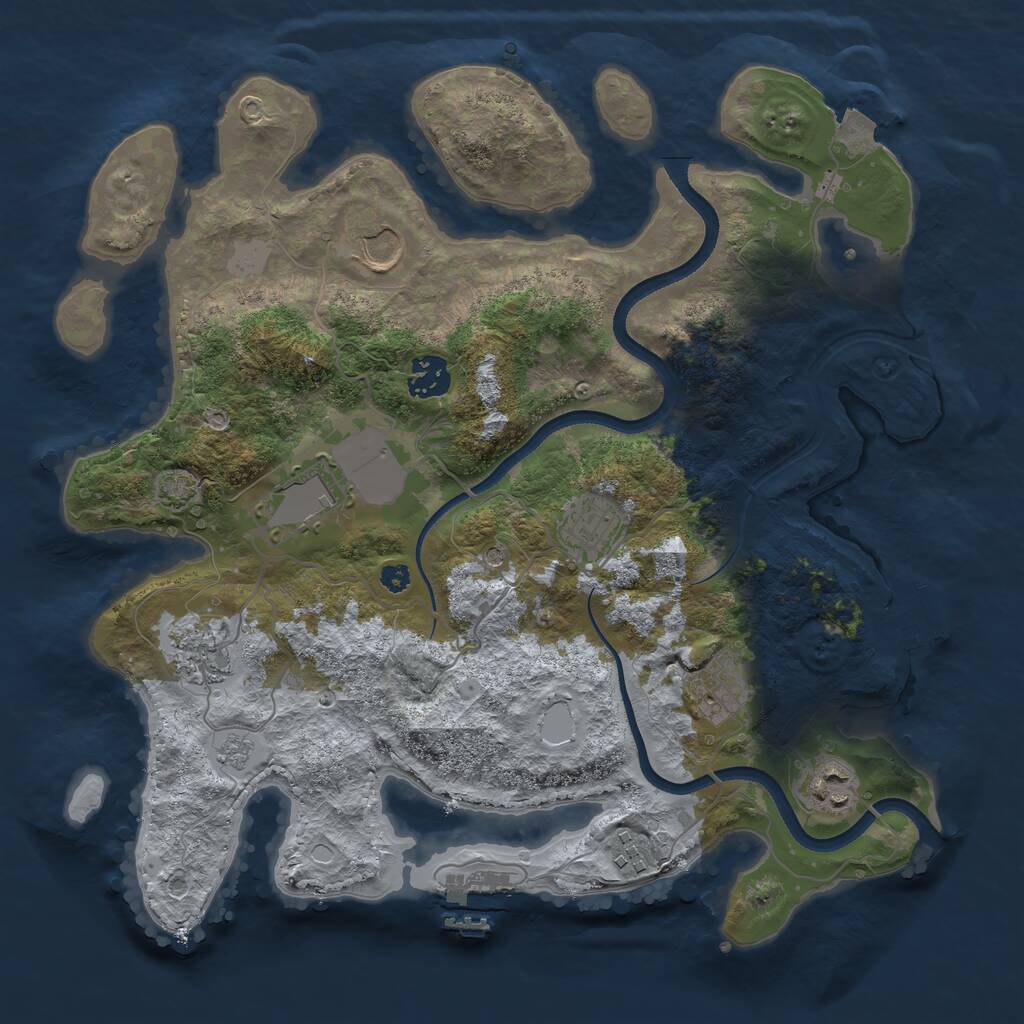 Rust Map: Procedural Map, Size: 3500, Seed: 1697251177, 14 Monuments