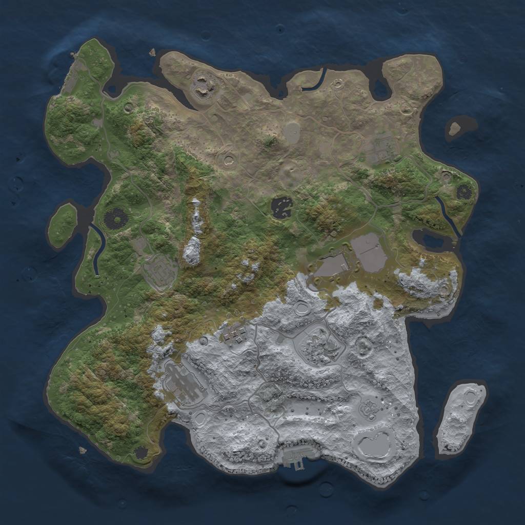 Rust Map: Procedural Map, Size: 3500, Seed: 30254215, 17 Monuments