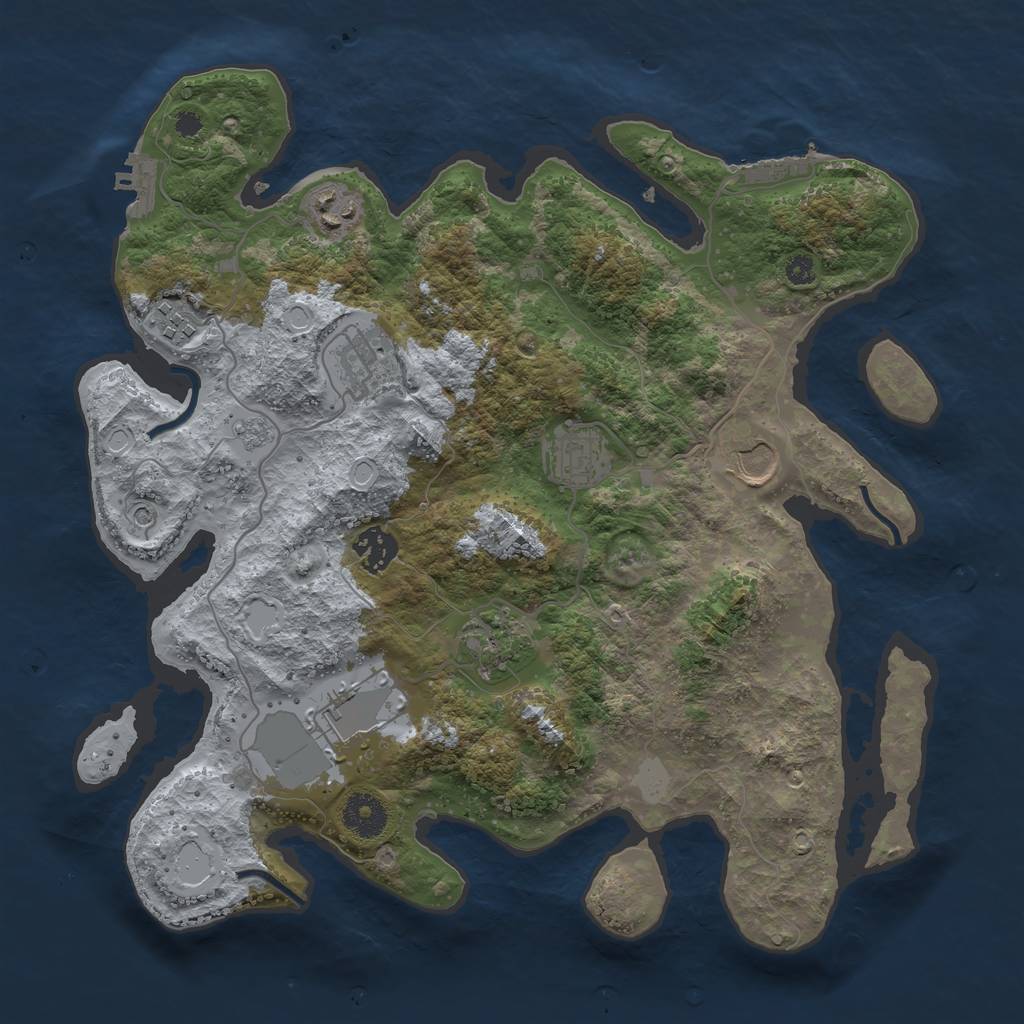 Rust Map: Procedural Map, Size: 3500, Seed: 22321361, 15 Monuments
