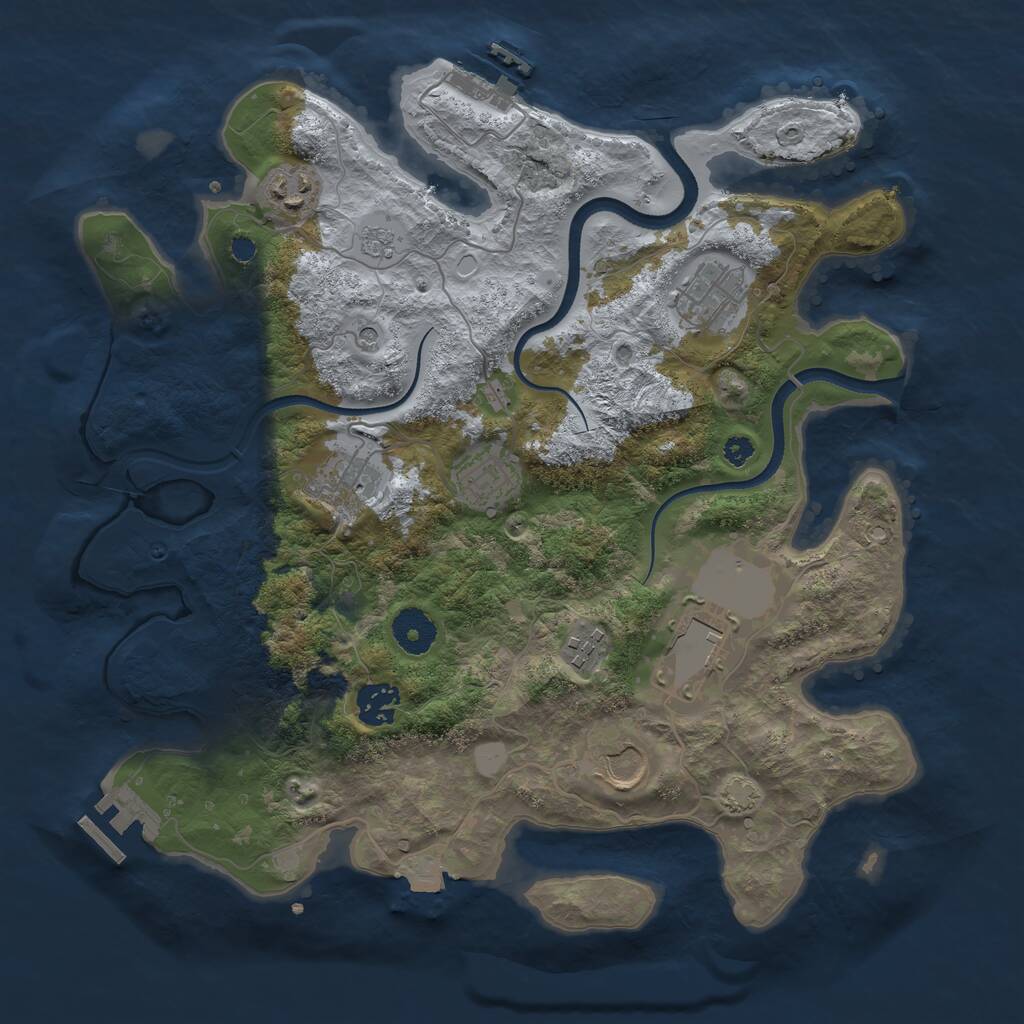 Rust Map: Procedural Map, Size: 3500, Seed: 84416773, 14 Monuments