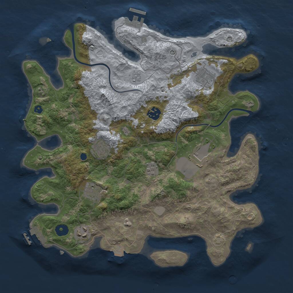 Rust Map: Procedural Map, Size: 3500, Seed: 84416773, 13 Monuments