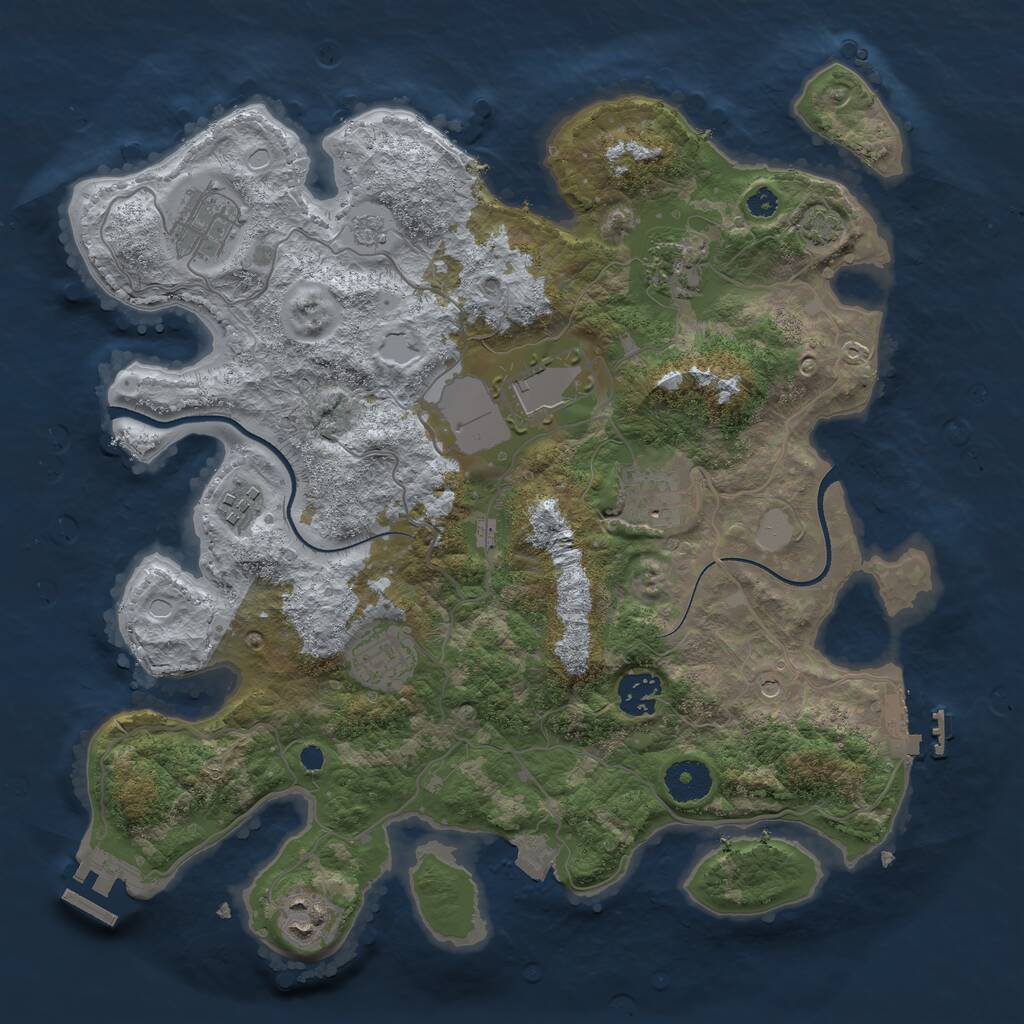 Rust Map: Procedural Map, Size: 3500, Seed: 28050395, 14 Monuments