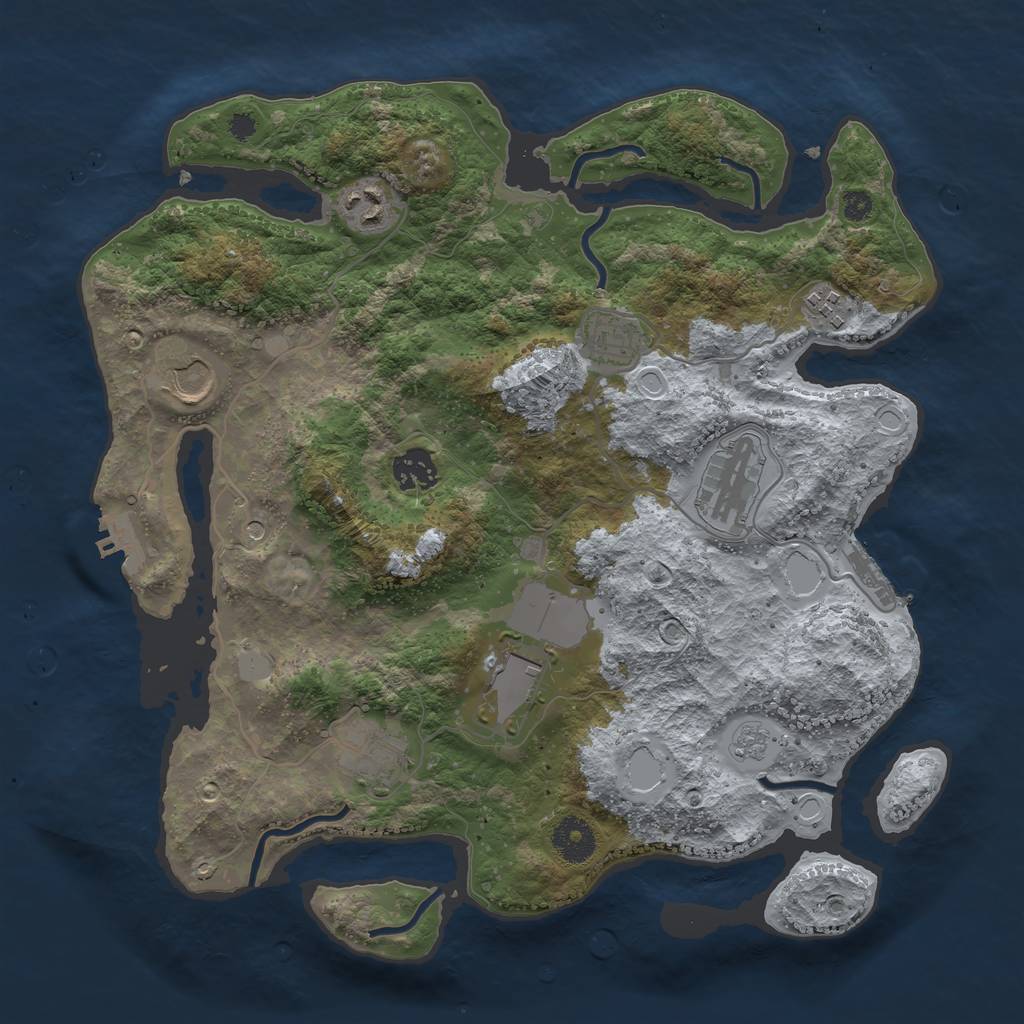 Rust Map: Procedural Map, Size: 3500, Seed: 61991195, 17 Monuments