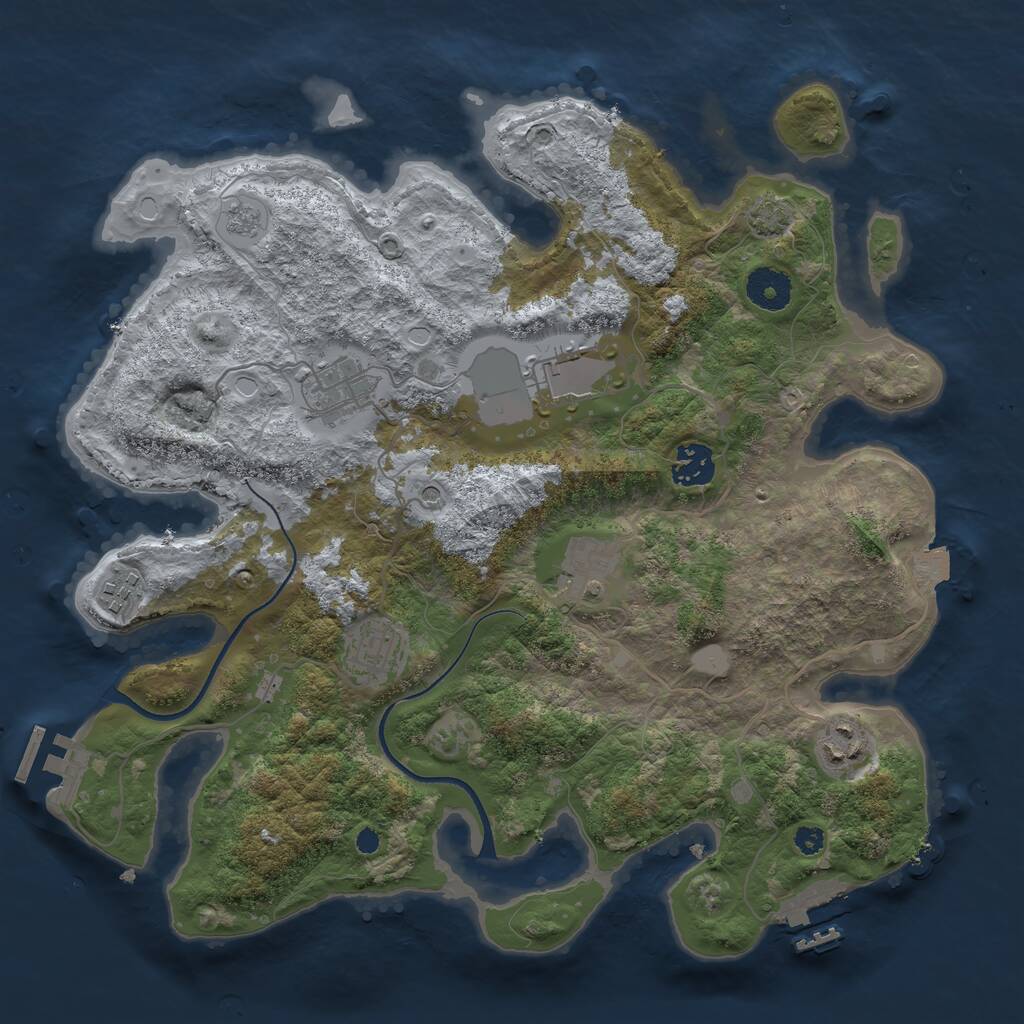 Rust Map: Procedural Map, Size: 3500, Seed: 45674056, 13 Monuments
