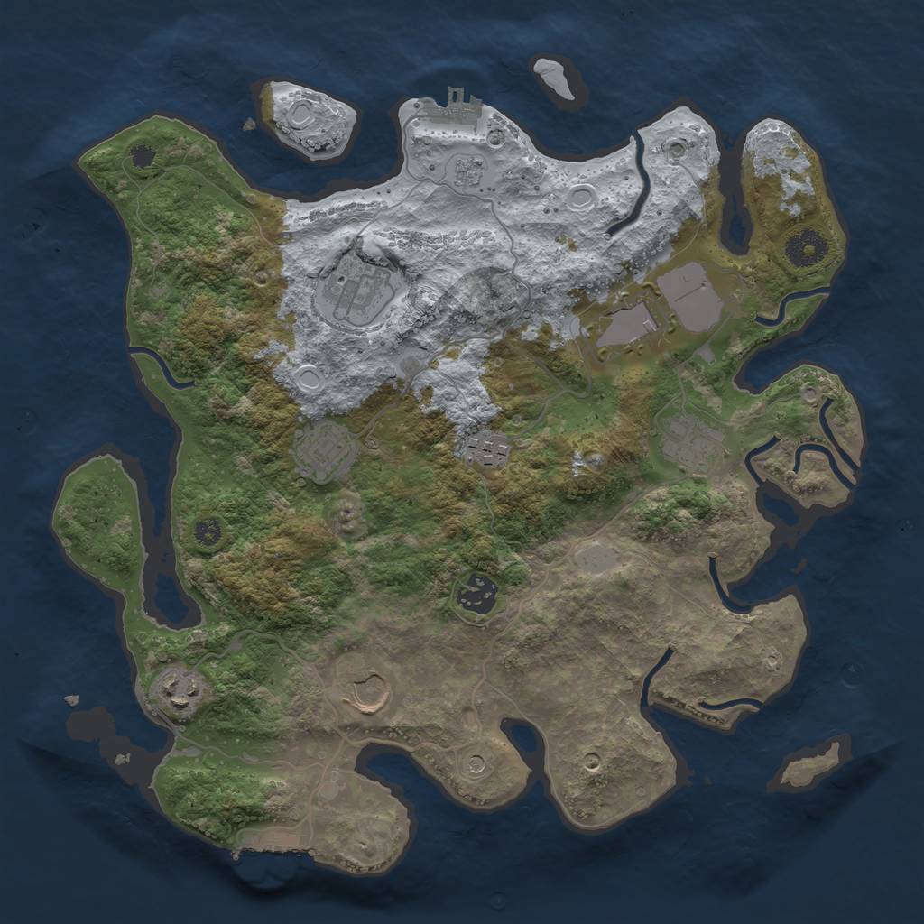 Rust Map: Procedural Map, Size: 3500, Seed: 57092217, 17 Monuments