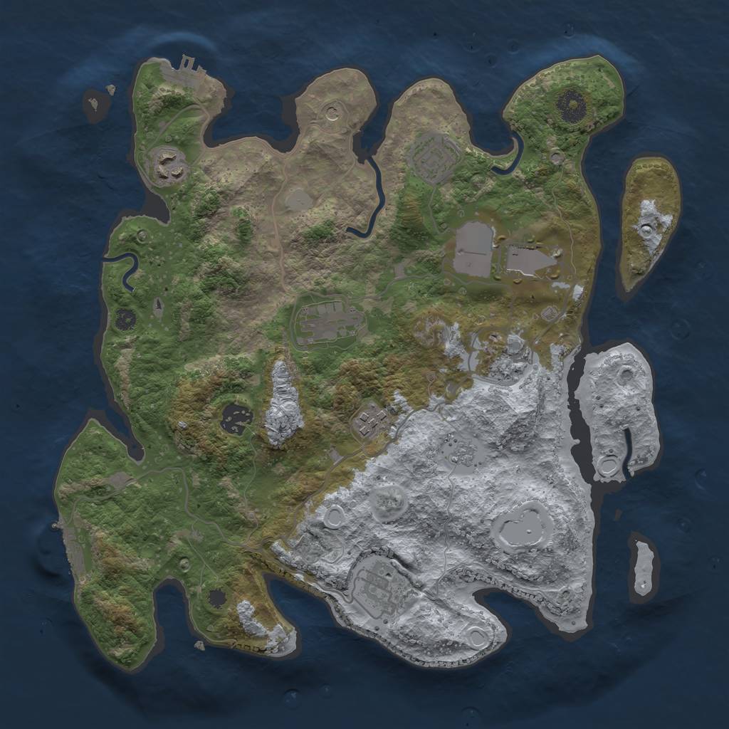 Rust Map: Procedural Map, Size: 3500, Seed: 853613189, 17 Monuments